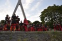 Koelner Seilbahn Gondel blieb haengen Koeln Linksrheinisch P776